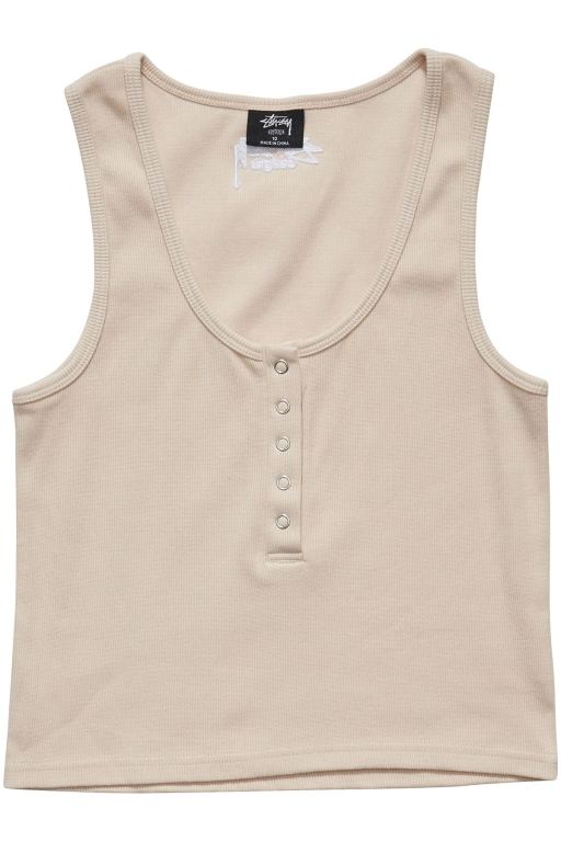 Stussy Womens Mission Rib Placket Tanks Orange - ZHYKP2703